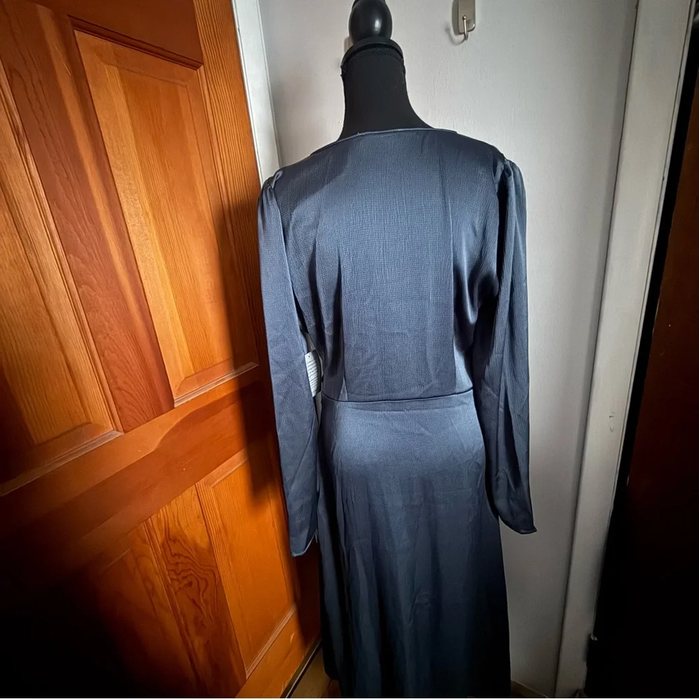 Lush Long Sleeved Silky Evening Dress - Picture 12 of 15